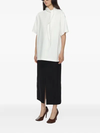 Carven Scarf-collar Cotton T-shirt In White