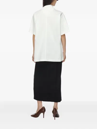 Carven Scarf-collar Cotton T-shirt In White