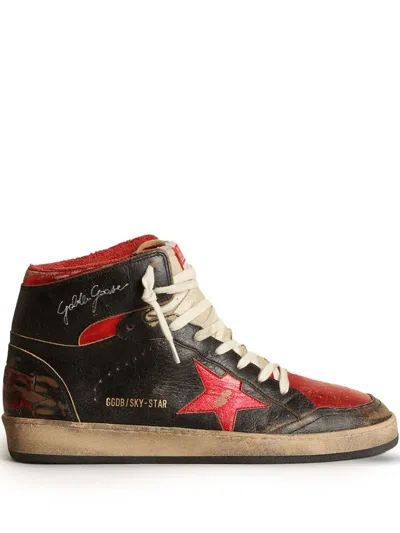 Golden Goose Sky Star Leather High-top Sneakers In Black