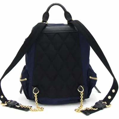 Pre-owned Burberry Black Navy Nylon Leather Backpack ()