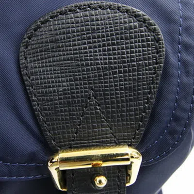 Pre-owned Burberry Black Navy Nylon Leather Backpack ()
