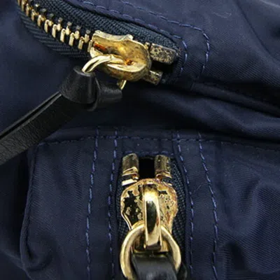 Pre-owned Burberry Black Navy Nylon Leather Backpack ()