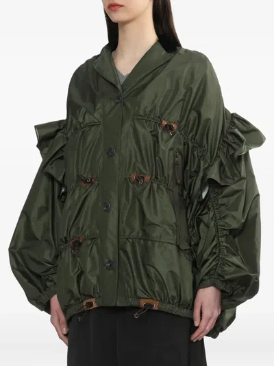 Kolor Ruffled Button-up Jacket In Black