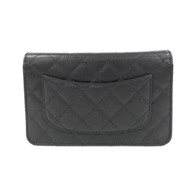 Pre-owned Chanel Black Bordeaux Grained Calfskin Chain/shoulder Wallet () In Multi