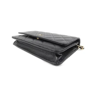Pre-owned Chanel Black Bordeaux Grained Calfskin Chain/shoulder Wallet () In Multi