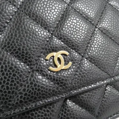 Pre-owned Chanel Black Bordeaux Grained Calfskin Chain/shoulder Wallet () In Multi