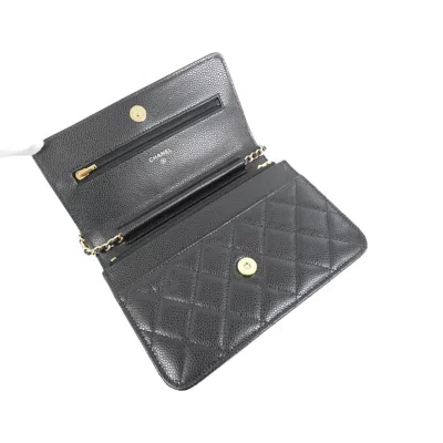 Pre-owned Chanel Black Bordeaux Grained Calfskin Chain/shoulder Wallet () In Multi