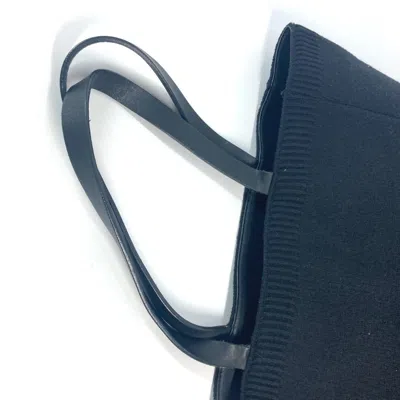 Pre-owned Chanel Black Knit Leather Shoulder Bag Tote Bag ()