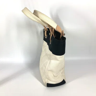 Pre-owned Chanel Black White Canvas Shoulder Bag Tote Bag ()