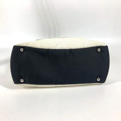 Pre-owned Chanel Black White Canvas Shoulder Bag Tote Bag ()