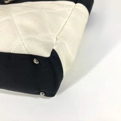Pre-owned Chanel Black White Canvas Shoulder Bag Tote Bag ()