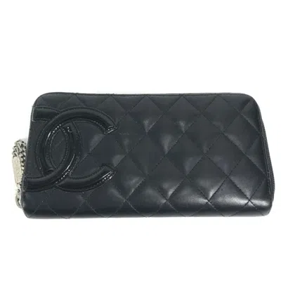 Pre-owned Chanel Cambon Black Leather Long Wallet (bi-fold) ()