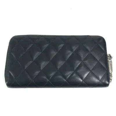 Pre-owned Chanel Cambon Black Leather Long Wallet (bi-fold) ()