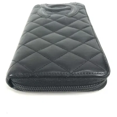 Pre-owned Chanel Cambon Black Leather Long Wallet (bi-fold) ()