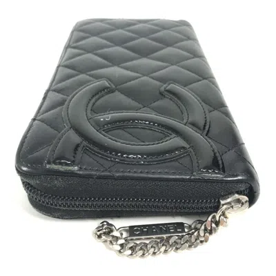 Pre-owned Chanel Cambon Black Leather Long Wallet (bi-fold) ()