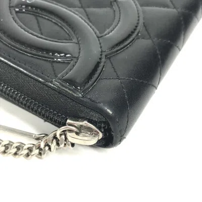 Pre-owned Chanel Cambon Black Leather Long Wallet (bi-fold) ()