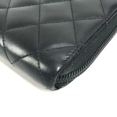 Pre-owned Chanel Cambon Black Leather Long Wallet (bi-fold) ()