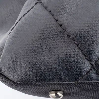 Pre-owned Chanel Paris Biarritz Black Coated Canvas Leather Tote Bag ()