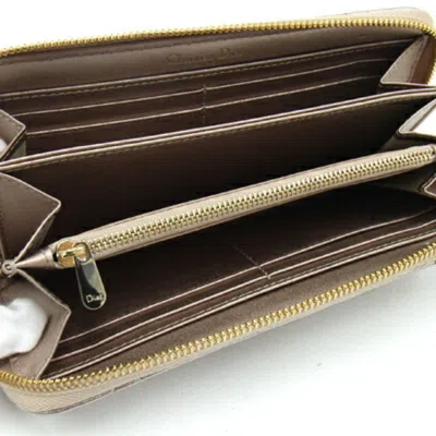Pre-owned Dior Christian  Champagne Gold Leather Long Wallet (bi-fold) ()
