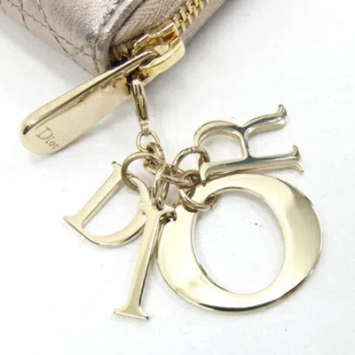 Pre-owned Dior Christian  Champagne Gold Leather Long Wallet (bi-fold) ()