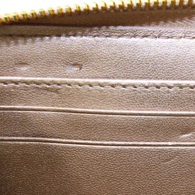 Pre-owned Dior Christian  Champagne Gold Leather Long Wallet (bi-fold) ()