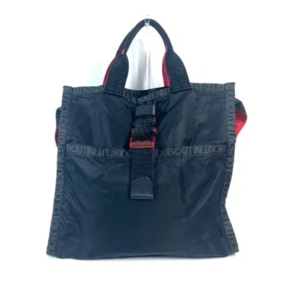 Pre-owned Christian Louboutin Black Red Color Nylon Shoulder Bag Tote Bag ()