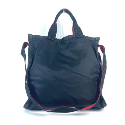Pre-owned Christian Louboutin Black Red Color Nylon Shoulder Bag Tote Bag ()