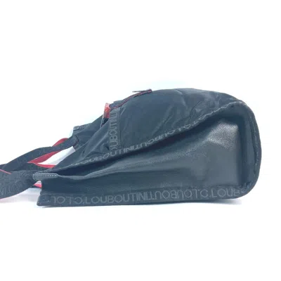 Pre-owned Christian Louboutin Black Red Color Nylon Shoulder Bag Tote Bag ()