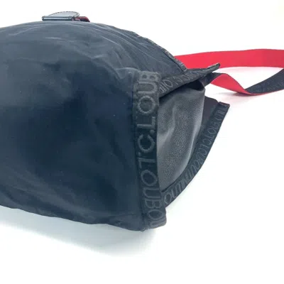 Pre-owned Christian Louboutin Black Red Color Nylon Shoulder Bag Tote Bag ()