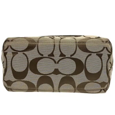 Pre-owned Coach Beige Brown Canvas Leather Shoulder Bag Tote Bag ()