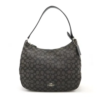 Pre-owned Coach Black Gray Canvas Leather Shoulder Bag ()