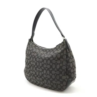 Pre-owned Coach Black Gray Canvas Leather Shoulder Bag ()