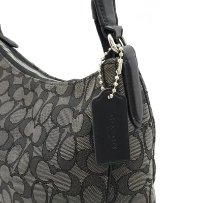 Pre-owned Coach Black Gray Canvas Leather Shoulder Bag ()