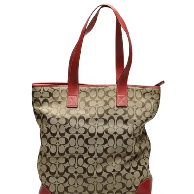 Pre-owned Coach Red Color Canvas Tote Bag ()