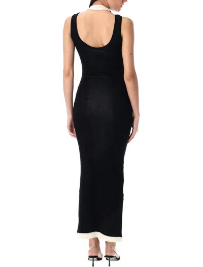 Jean Paul Gaultier Ribbed Dress With Overall Buckles In Black In Black