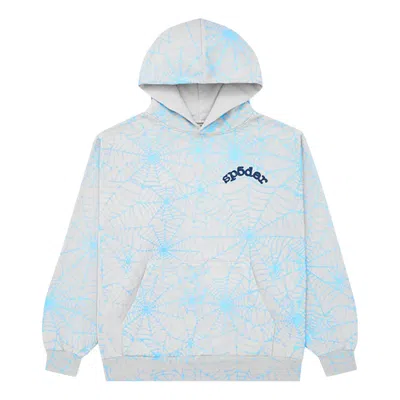 Sp5der Aop Web Hoodie 'heather Grey' In White