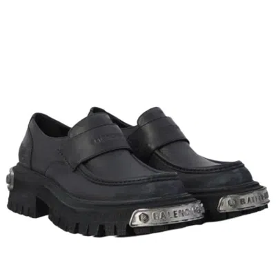 Balenciaga Black Leather Tractor Loafers