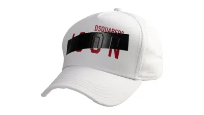 Pre-owned Dsquared2 Men's  Taped Icon Logo Cap In White