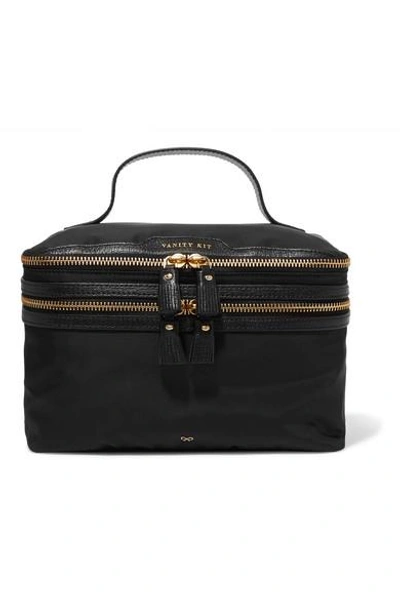Shop Anya Hindmarch Vanity Kit Leather-trimmed Cosmetics Case In Black
