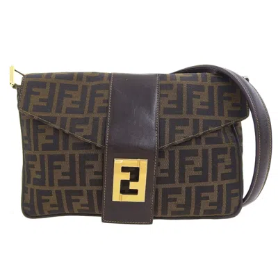 Pre-owned Fendi Brown Canvas Leather Shoulder Bag ()