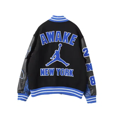 Air Jordan X Awake Ny Varsity Jacket Asia Sizing 'black Game Royal' In Black