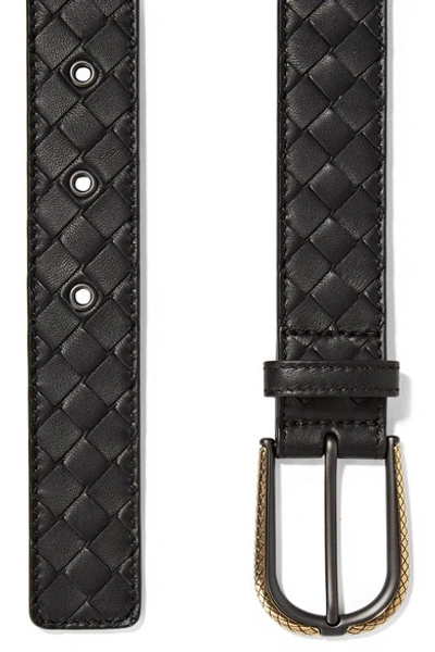 Shop Bottega Veneta Intrecciato Leather Belt In Black