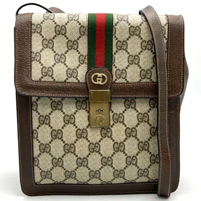 Pre-owned Gucci Brown Gg Supreme Canvas Leather Shoulder Bag ()