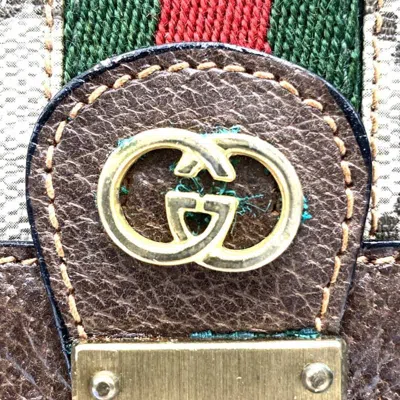 Pre-owned Gucci Brown Gg Supreme Canvas Leather Shoulder Bag ()