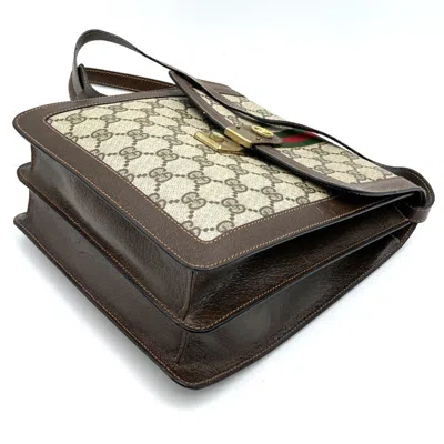 Pre-owned Gucci Brown Gg Supreme Canvas Leather Shoulder Bag ()