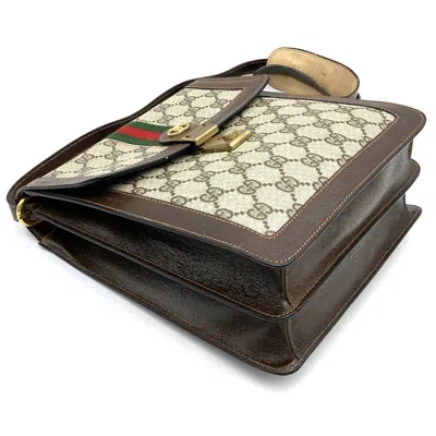 Pre-owned Gucci Brown Gg Supreme Canvas Leather Shoulder Bag ()