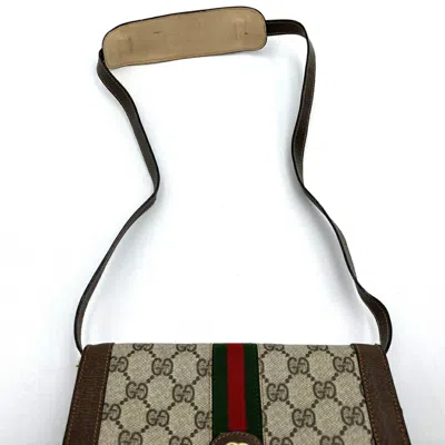 Pre-owned Gucci Brown Gg Supreme Canvas Leather Shoulder Bag ()