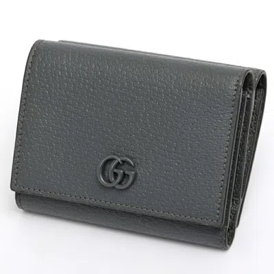 Pre-owned Gucci Gray Leather Wallet (tri-fold) ()