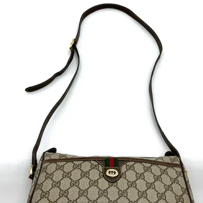 Pre-owned Gucci Sherry Line Brown Gg Supreme Leather Shoulder Bag ()