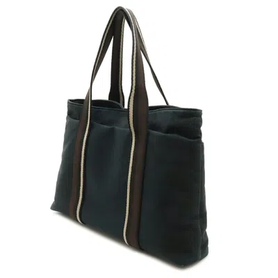 Pre-owned Hermes Beige Black Brown Canvas Leather Shoulder Bag Tote Bag ()